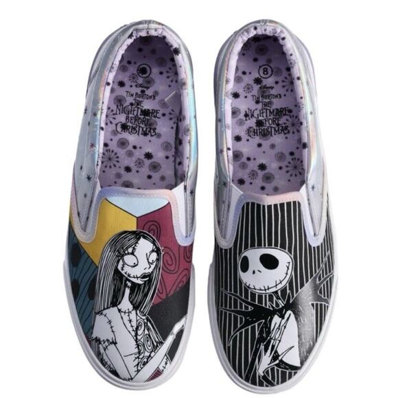 Nightmare Before Christmas Jack & Sally Slip On Shoes Women's 8 - Picture 5 of 9
